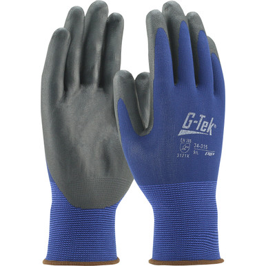 G-Tek Gp, Blue 15G Poly Shell, Black Nitrile Coated Foam Grip Seamless Knits for General Duty - S Blue DZ 34-315/S