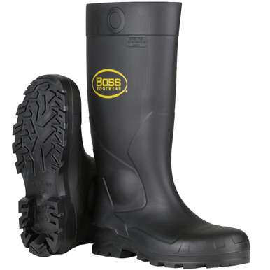 Plain Toe Pvc Waterproof Boot, Pre-Formed Insole Made In Usa, Black, Over-the-Sock Foot, 1 Pair 380-800/13