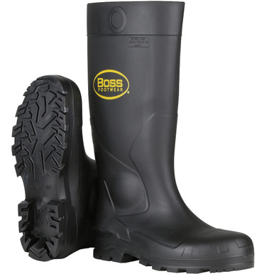 Steel Toe Pvc Waterproof Boot, Pre-Formed Insole, Black, Over-the-Sock Foot, 1 Pair 382-810/7