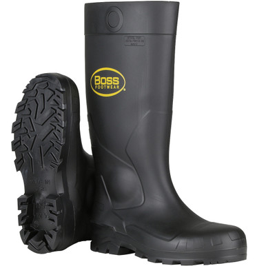 Steel Toe Pvc Waterproof Boot W/Steel Pre-Formed Insole, Csa, Black, Over-the-Sock Foot, 1 Pair 383-820/12