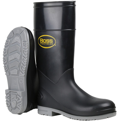 Steel Toe Polyblend Waterproof Boot, Steel Shank, Pre-Formed Insole, Black, Over-the-Sock Foot, 1 Pair 383-890/9