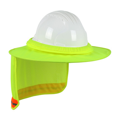 FR Treated Hard Hat Visor with Full Coverage,Hi Vis w/Reflective, OR - Size OS, Hi-Vis Orange- Hard Hat Accessories 396-851FR-OR