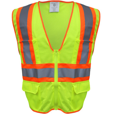 Class 2 Mesh Two Tone Vest, 4 Pockets, Zipper - Size 2XL, Hi-Vis Yellow- Hi-Visibility Vest 3MN96002X