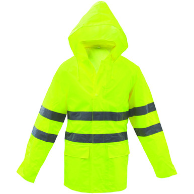 Type P Class 3 Rain PU Poly Jacket - Size 2XL, Hi-Vis Yellow- Hi-Visibility Raingear 3NR50002X