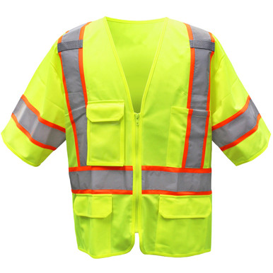 ANSI Type R Class 3 Two-Tone Vest - Solid Polyester - Size 2XL, Hi-Vis Green- Hi-Visibility Vest 3PPN93002X