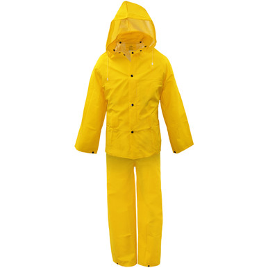 PVC/Polyester .35mm Rainsuit - Size L, Yellow- PVC Rainwear 3PR0290YL