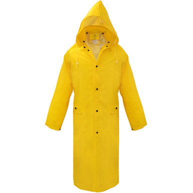 PVC/Polyester .35mm 48" Raincoat,BOSS - Size 2XL, Yellow- PVC Rainwear 3PR7900YJ