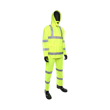 3pc Hi-Vis Rainsuit Lime Green Class 3 - Size Small, Hi-Vis Yellow- Hi-Visibility Raingear 4033/S