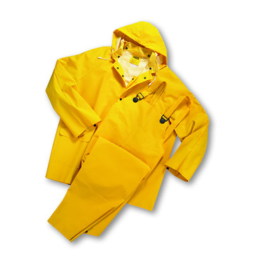 Pvc/Poly, 35Mm 3Pc. Rainsuit, Cordoroy Collar, Yellow - Size 8XL, Yellow, Rainwear, 1 Unit 4035/8XL