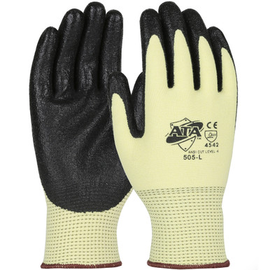 Ata Nitrile Coated, Ansi A4 - Size 2XL, Yellow, Cut Resistant Gloves, 1 Pair 505-XXL