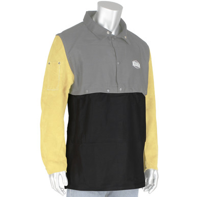Fr Cotton Apron With Black Anodized Snaps Welding - Cotton - L Dark Brown EA 8052/L