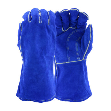 Split Cowhide Leather Welder'S Glove, Cotton Liner, Kevlar Stitching - Size XL, Blue, Hand Protect-Welding, 1 Dozen 945/XL