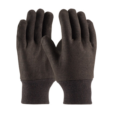 Polyester/Cotton Jersey, Brown Medium Weight, Knit Wrist, Men's - Size MENS, Brown 1 Dozen - Fabric Gloves 95-606B