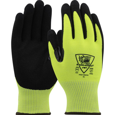 Barracuda, 13G Hv Lime, Nitrile Sandy Grip, Padded Palm, Rtc, A4 Gloves with PolyKor Fiber - 3XL Hi-Vis Yellow DZ HVG713SNFPP/3XL