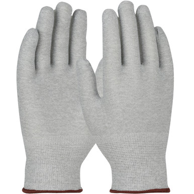 Green Cuff Nylon ESD Uncoated 12pr/pk 10pk/cs MEDIUM - Size M, Gray 1 Case - CE Seamless Knit Gloves KASM