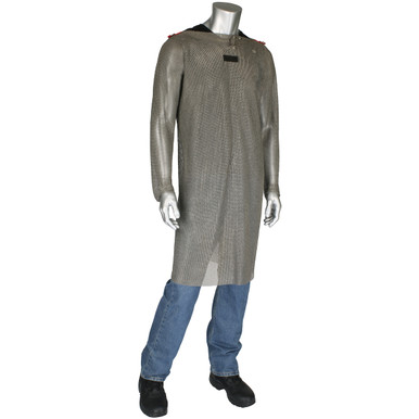 Us Mesh Titanium Tunic - Full Body, Snap Cuffs - Size S, Silver, Metal Mesh Products, 1 Unit USM-4301TI-S