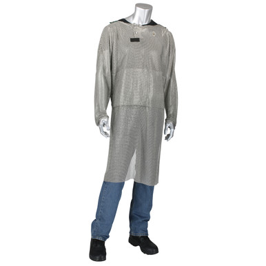 Ext. Apron Front (42") W/Belly Guard, Full Back (24") - XXL - Size 2XL, Silver, Metal Mesh Products, 1 Unit USM-4352L-XXL