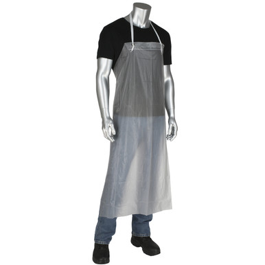 6 Mil Raw Edge Apron - Size 45, Clear, Aprons, 1 Dozen UUC-45