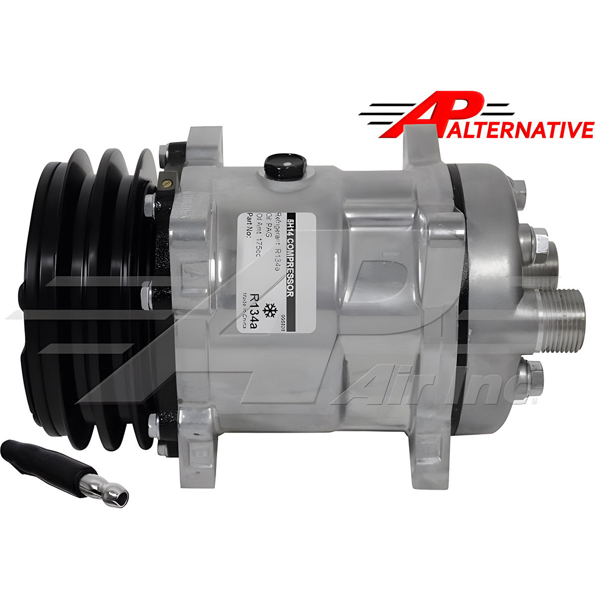 Sanden SD5H14, 5 1/4" 2 Groove Clutch, Horizontal Tube O-Ring, 12 Volt for Case IH