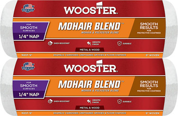 Wooster Genuine 9" Mohair Blend 1/4" Nap Roller Cover 2-Pack, R207-9-2PK