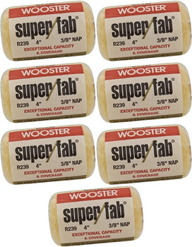 Wooster Genuine 4" Super/Fab 3/8" Nap Roller Cover 7-Pack, R239-4-7PK