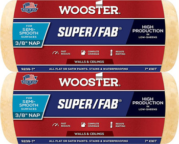 Wooster Genuine 7" Super/Fab 3/8" Nap Roller Cover 2-Pack, R239-7-2PK