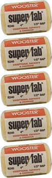 Wooster Genuine 4" Super/Fab 1/2" Nap Roller Cover 5-Pack, R240-4-5PK