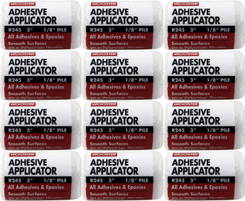 Wooster Genuine 3" Adhesive Applicator 1/8" Nap Roller Cover 12-Pack # R245-3-12PK