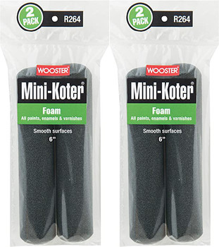 Wooster Genuine 6" Mini-Koter Foam 2 Sets Of 2-Pack Roller Cover - R264-6-2PK