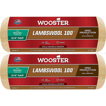 Wooster Genuine 9" Lambswool 100 3/4" Nap 2-Pack Roller Cover - R292-9-2PK