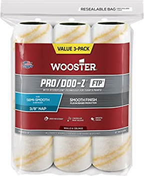 Wooster Genuine 9" Pro/Doo-Z FTP 3/8" Nap 3-Pack Roller Cover - RR663-9