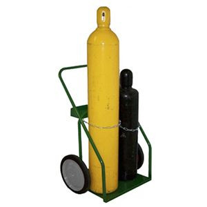 Large Oxygen and Medium Acetylene Cylinder Transport Cart, Semin-Pneumatic Wheels with Chain 860-14