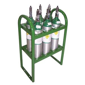 Six M6 Cylinder Stationary Stand, Elevated Shelf, 2 Handles MM6-6S