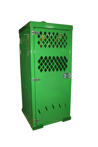9 Unit High Pressure Cylinders Storage Cabinet, Lockable Door, E-Track Strapping System, 3/16"x2" Bar Grate Floor STS-9