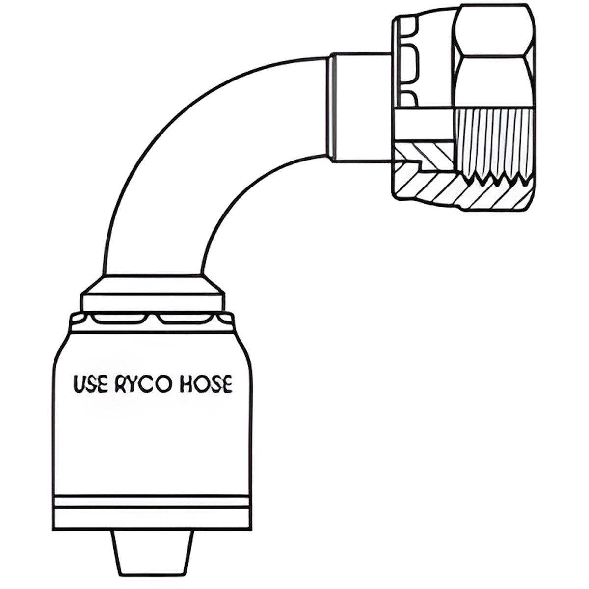 ORFS FEMALE 90 DEGREE BEND WITH 11/16 INCH THREAD FOR 1/4 INCH HOSE