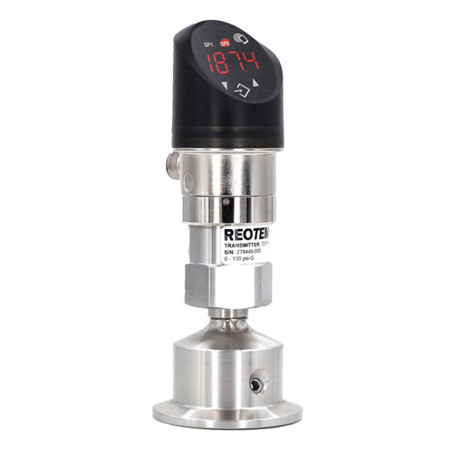 Reotemp TSTDS Industrial Sanitary Pressure Transmitter & Switch W/ Display & 3 In. Tri-Clamp, M12