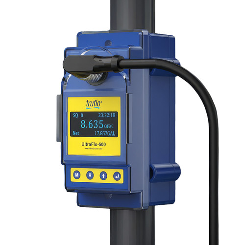 Icon 2 in. UF500 Series Ultrasonic Clamp-On Flow Meter; Aluminum Material - LED Display, Flow Rate & Totalizer, 4-20mA Output, M12 Connection