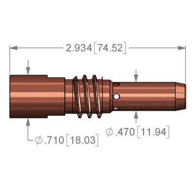 Replacement Diffuser for Binzel ABIROB A500, Nozzle Threads on Neck - For 9mm PowerBall Contact Tip WTP-BZD-PB-2-C