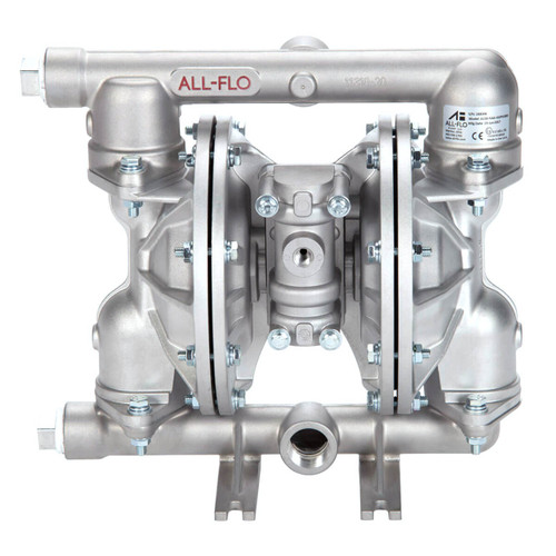 All-Flo A101 1 in. NPT Stainless Steel Air Diaphragm Pump w/ PTFE w/ Santoprene Backup Diaphragms, PTFE Balls & Stainless Steel Seats