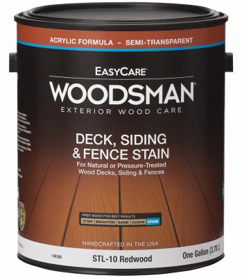 Woodsman Deck, Siding & Fence Stain, Acrylic, Semi-Transparent, Redwood, 1 Gallon