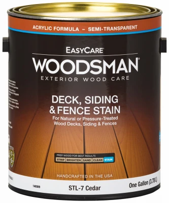 Woodsman Deck, Siding & Fence Stain, Acrylic, Semi-Transparent, Cedar, 1 Gallon