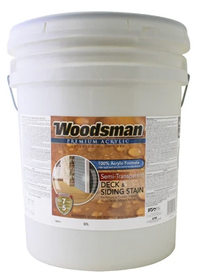 Woodsman Deck, Siding & Fence Stain, Acrylic, Semi-Transparent Neutral Base, 5 Gallons