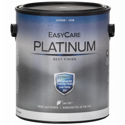 Platinum WeatherAll Exterior House Paint & Primer, Black Satin, 1 Gallon