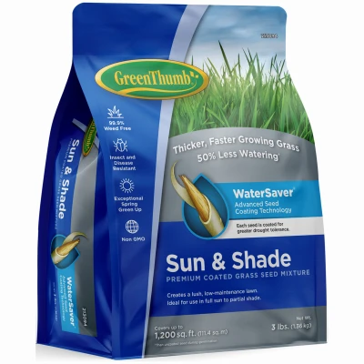 Premium Coated Grass Seed, Sun/Shade, 3 Lbs., Covers 1,200 Sq. Ft.
