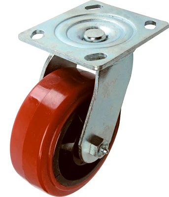 Red Poly Wheel, Swivel Caster, 5 In.