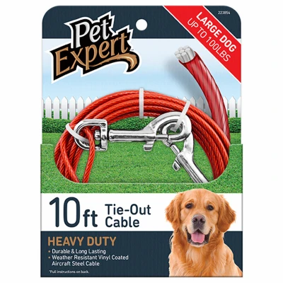 Dog Tie Out, Heavy Weight Steel Aircraft Cable, 10-Ft.