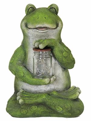 LED Solar Statue, Frog With Lighted Fireflies,