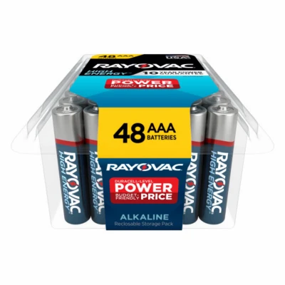 High Energy AAA (Triple A) Alkaline Batteries, 48 Pack