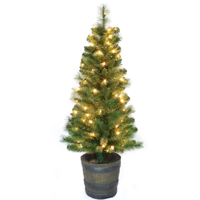 Artificial Christmas Entryway Tree, Prelit Saratoga, 100 Clear Lights, 48 In.