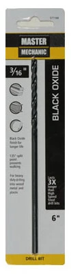 3/16 x 6 In. High-Speed Black Oxide Drill Bit
